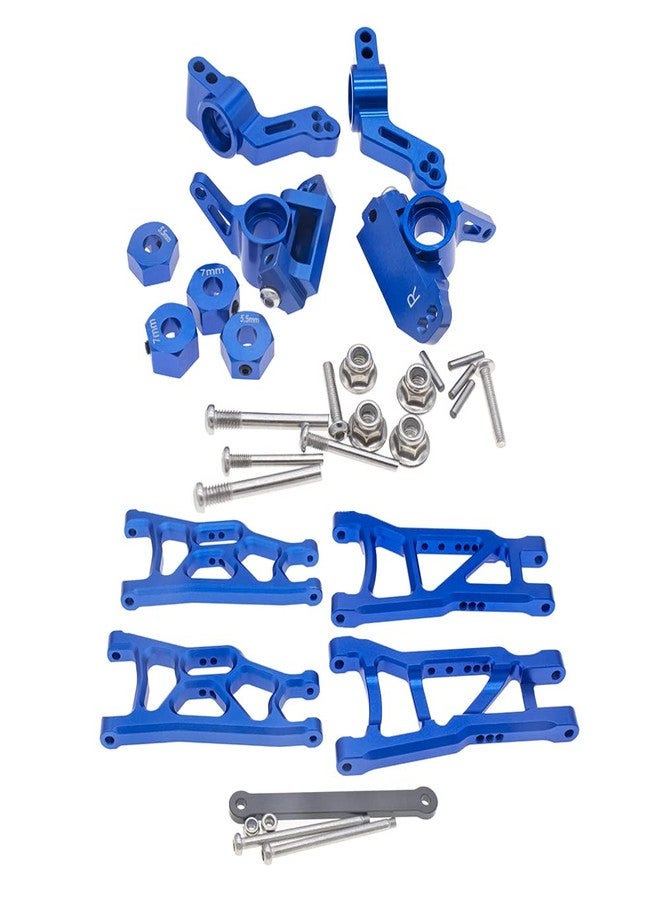 GTHELE ACTruck Aluminum Front&Rear Suspension A-Arms Caster Steering Blocks Stub Axle Carriers for Traxxas 2WD 1/10 Slash, Stampede, Rustler, Nitro Slash-Replaces Part 3736 3632 3752 3631, Dark Blue - Image 1